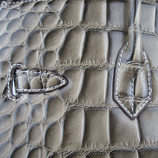 High Quality Fake Hermes Birkin 35CM Crocodile Veins Leather Bag Khaki 6089 - Click Image to Close